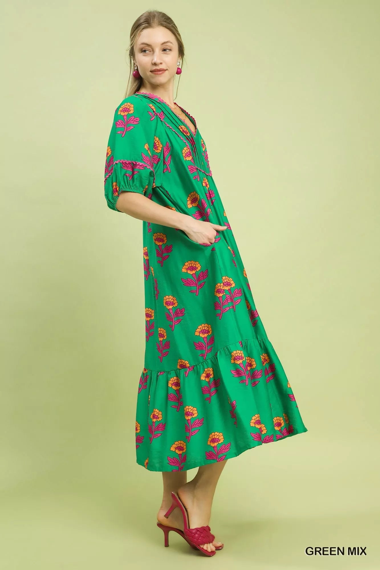 Umgee Floral Print Midi Dress - Bitsy Gypsy Boutique