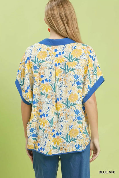 Umgee Floral Print Oversized Top - Bitsy Gypsy Boutique