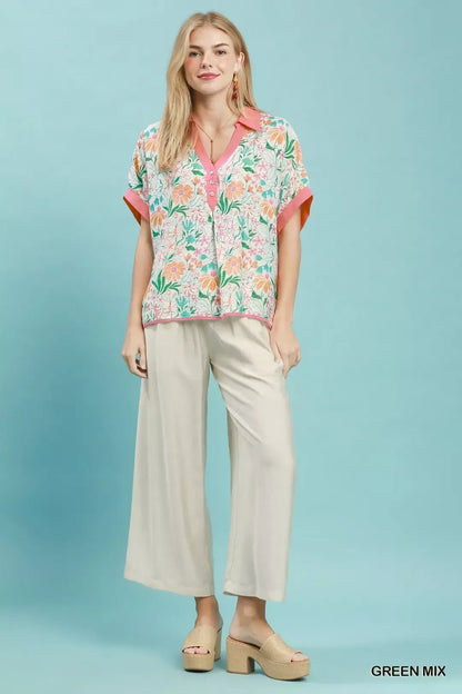Umgee Floral Print Oversized Top - Bitsy Gypsy Boutique