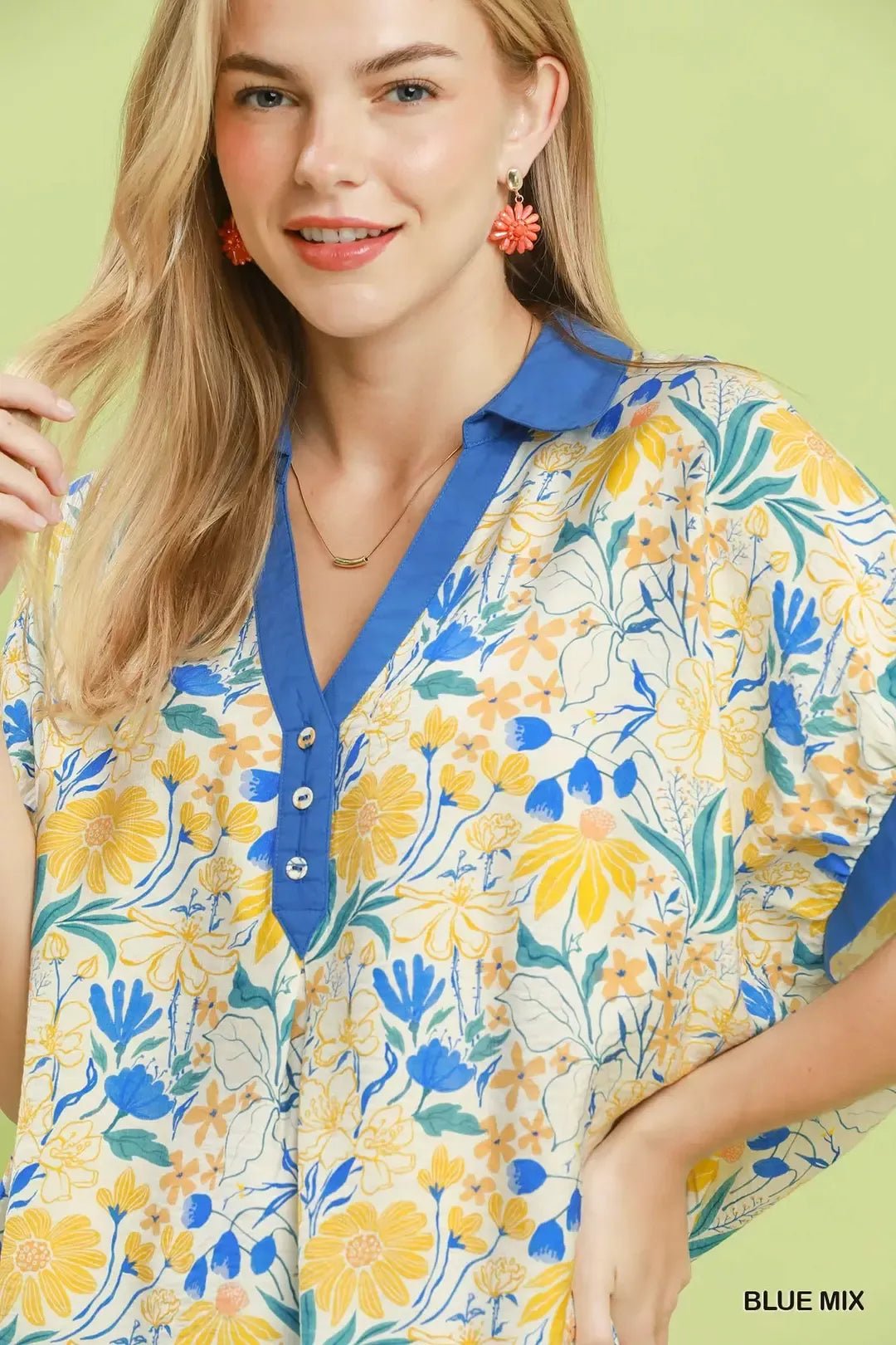Umgee Floral Print Oversized Top - Bitsy Gypsy Boutique