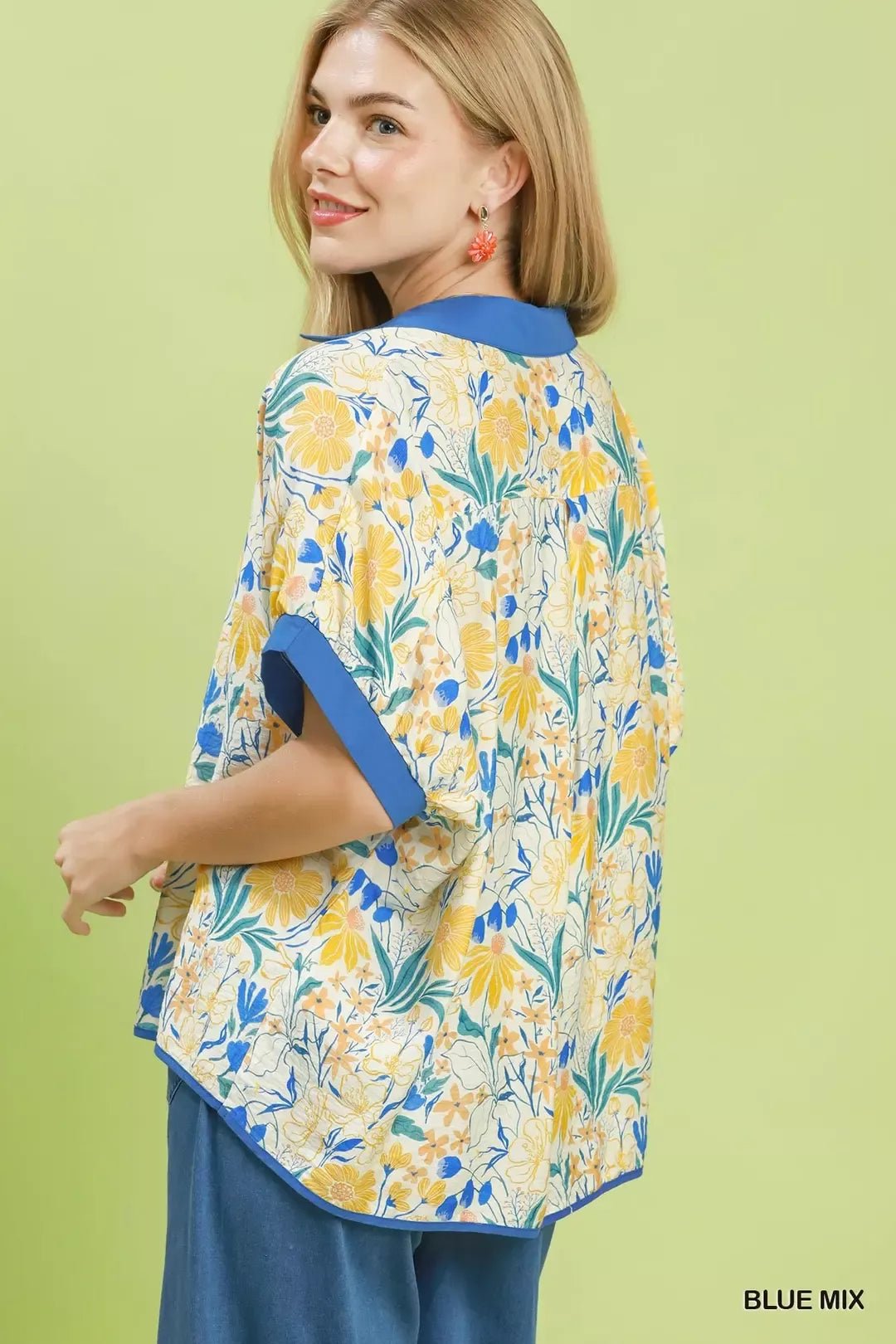 Umgee Floral Print Oversized Top - Bitsy Gypsy Boutique