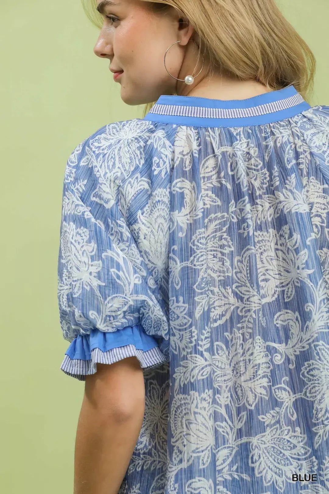 Umgee Floral Print Puff Sleeve Top - Bitsy Gypsy Boutique