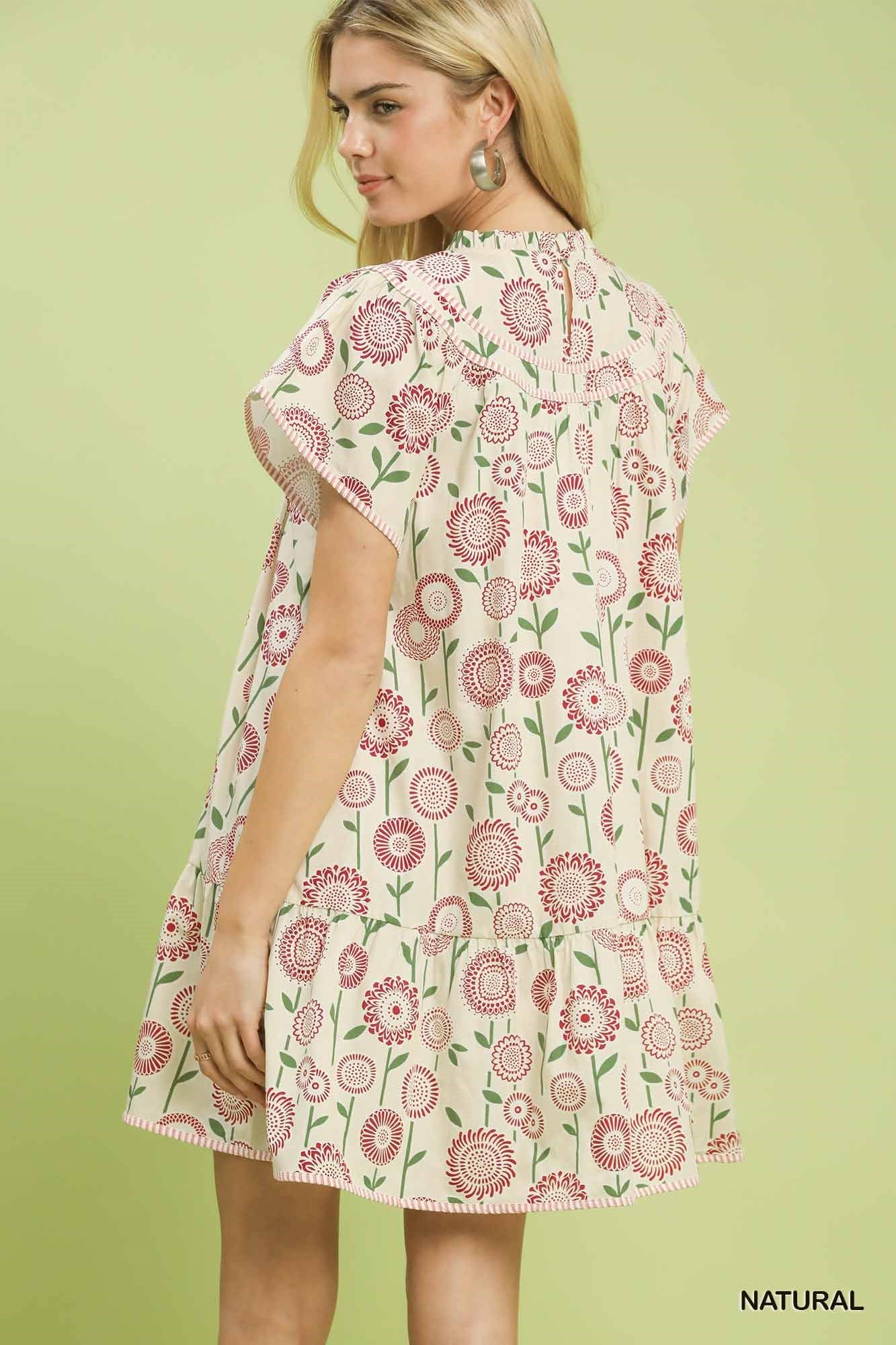 Umgee Floral Print Tiered Babydoll Dress - Bitsy Gypsy Boutique