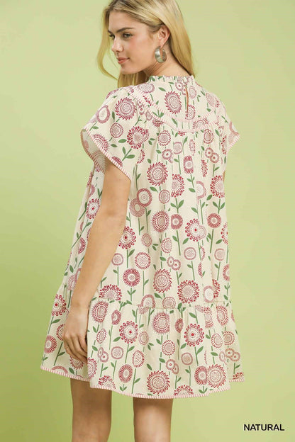 Umgee Floral Print Tiered Babydoll Dress - Bitsy Gypsy Boutique