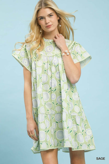 Umgee Floral Print Tiered Babydoll Dress - Bitsy Gypsy Boutique