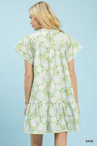 Umgee Floral Print Tiered Babydoll Dress - Bitsy Gypsy Boutique