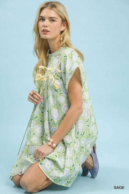 Umgee Floral Print Tiered Babydoll Dress - Bitsy Gypsy Boutique