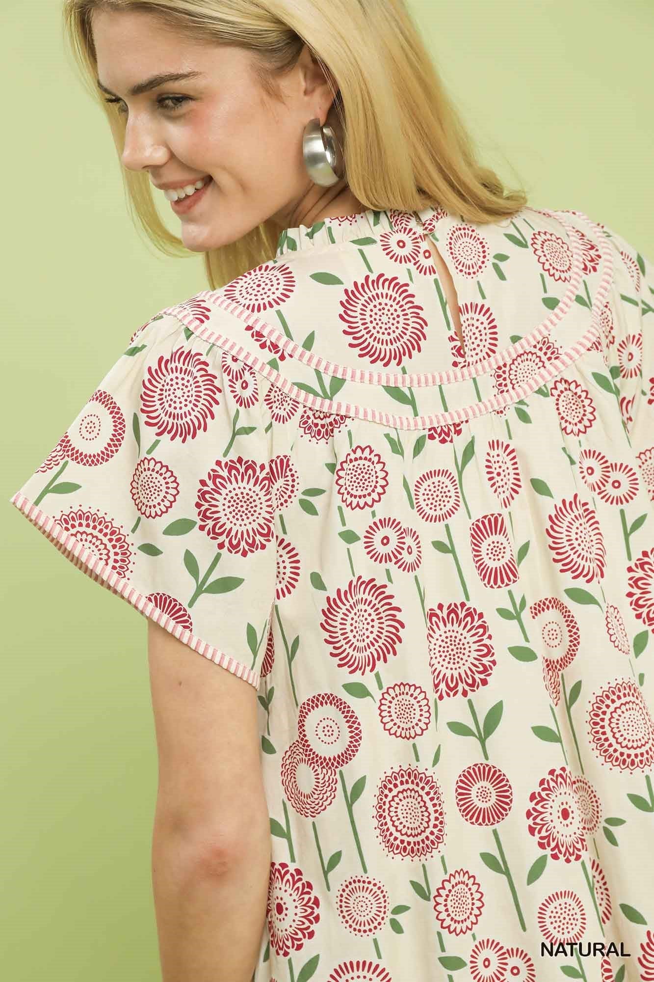 Umgee Floral Print Tiered Babydoll Dress - Bitsy Gypsy Boutique