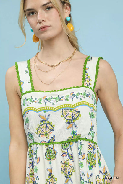 Umgee Floral Print Tiered Midi Dress - Bitsy Gypsy Boutique