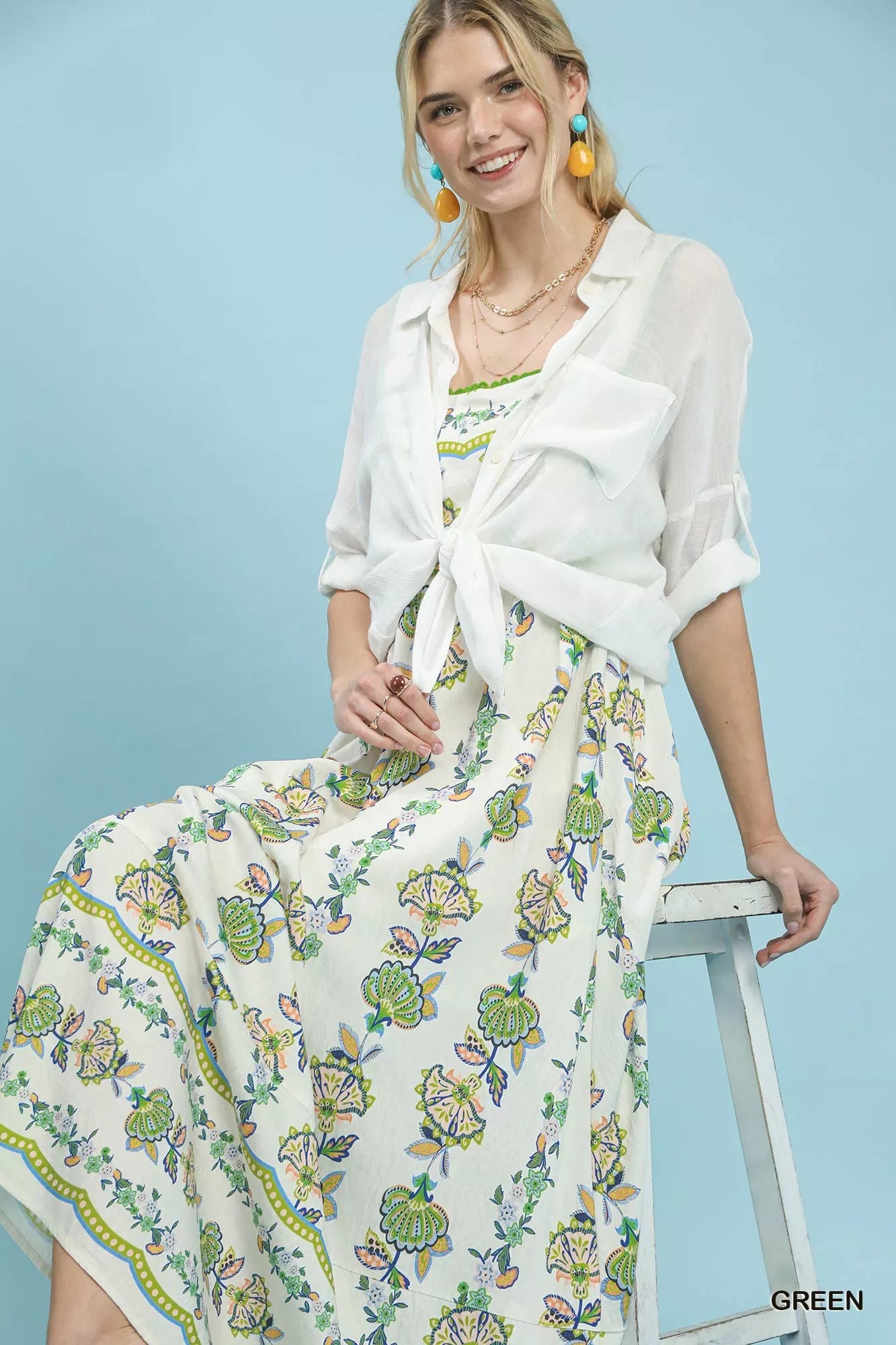 Umgee Floral Print Tiered Midi Dress - Bitsy Gypsy Boutique