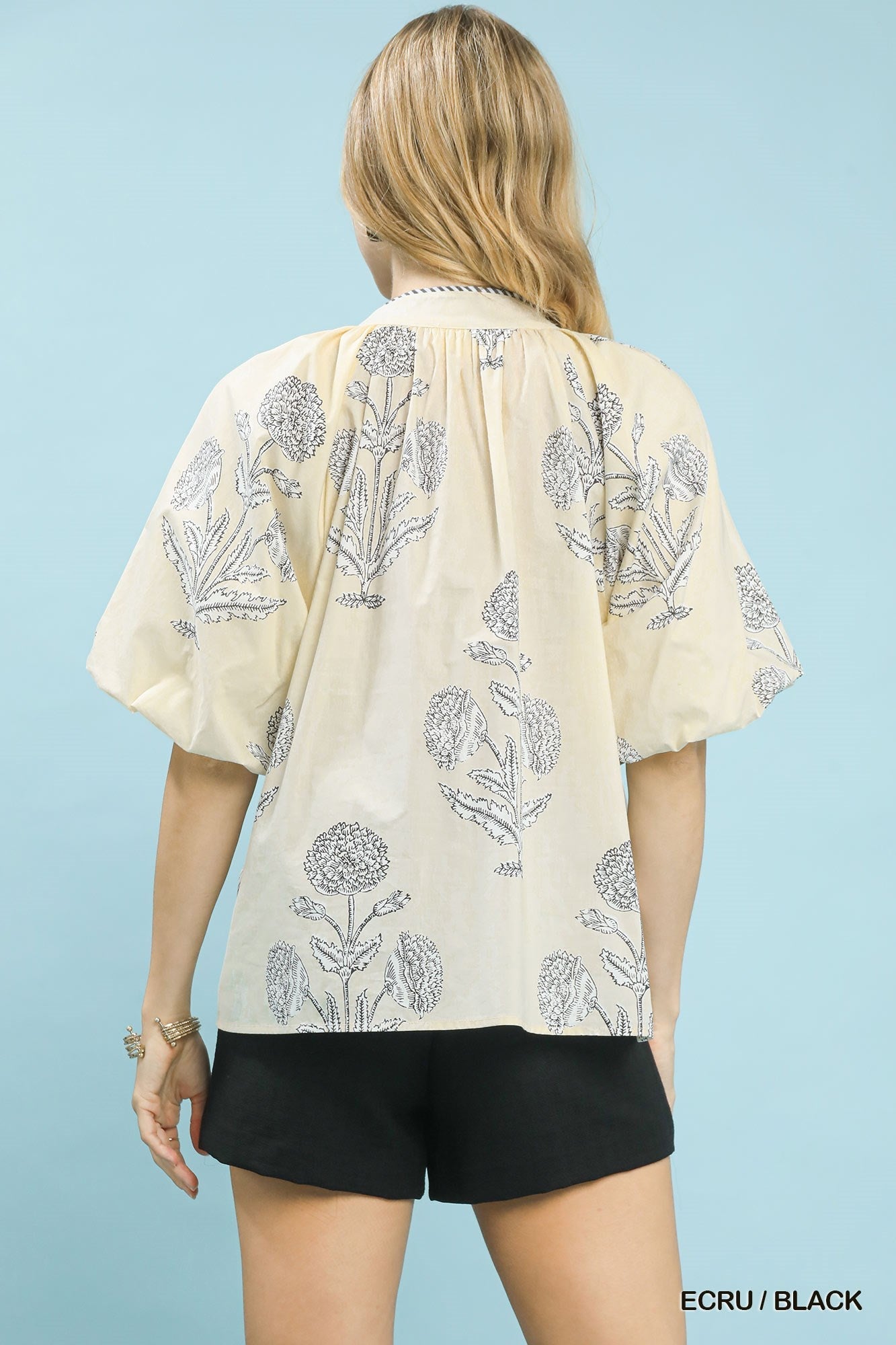 Umgee Floral Print V - Neck Top - Bitsy Gypsy Boutique