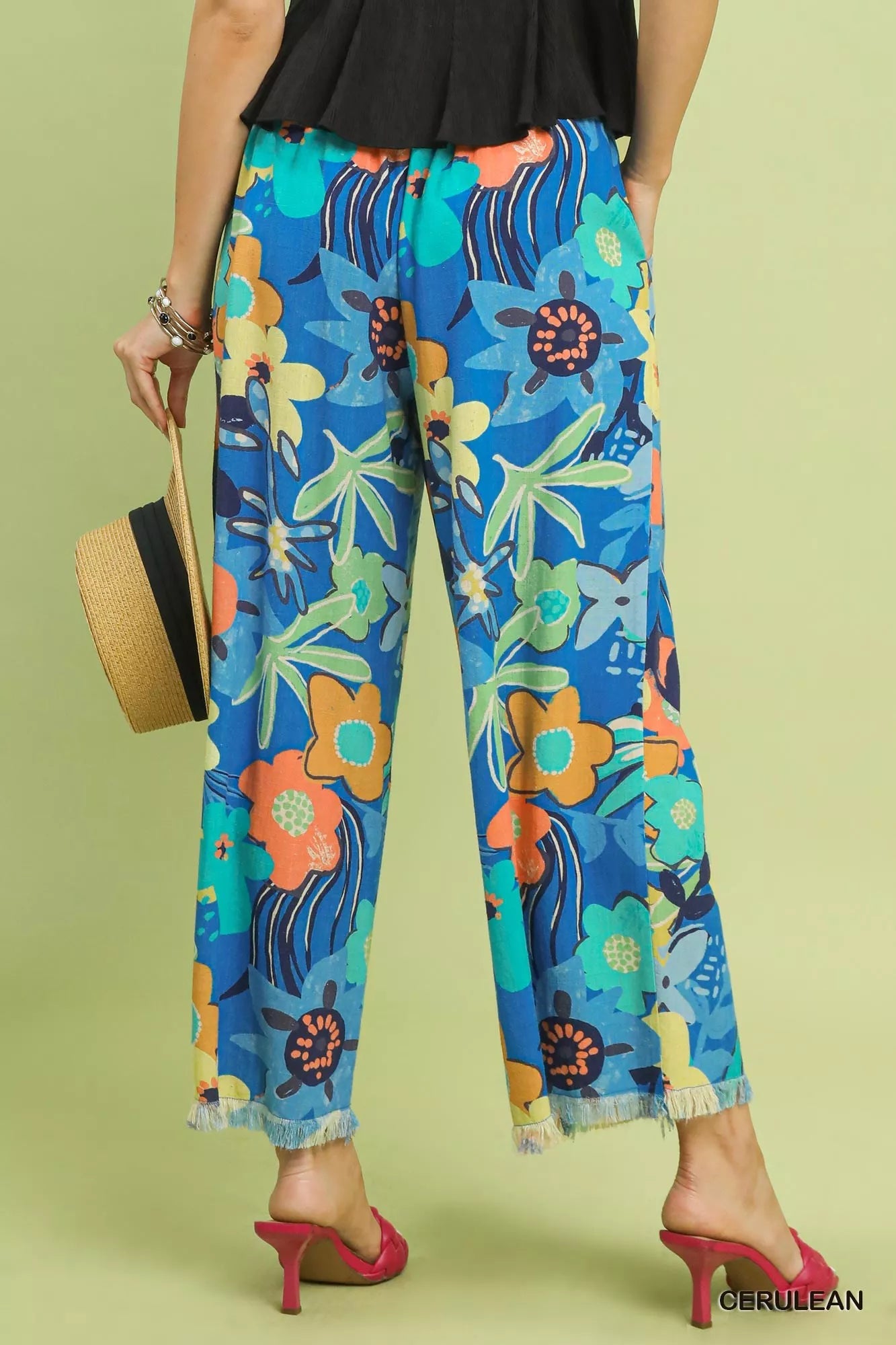 Umgee Floral Print Wide Leg Pants - Bitsy Gypsy Boutique