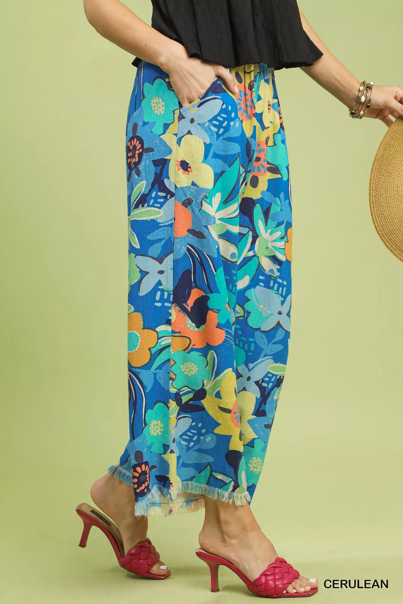 Umgee Floral Print Wide Leg Pants - Bitsy Gypsy Boutique