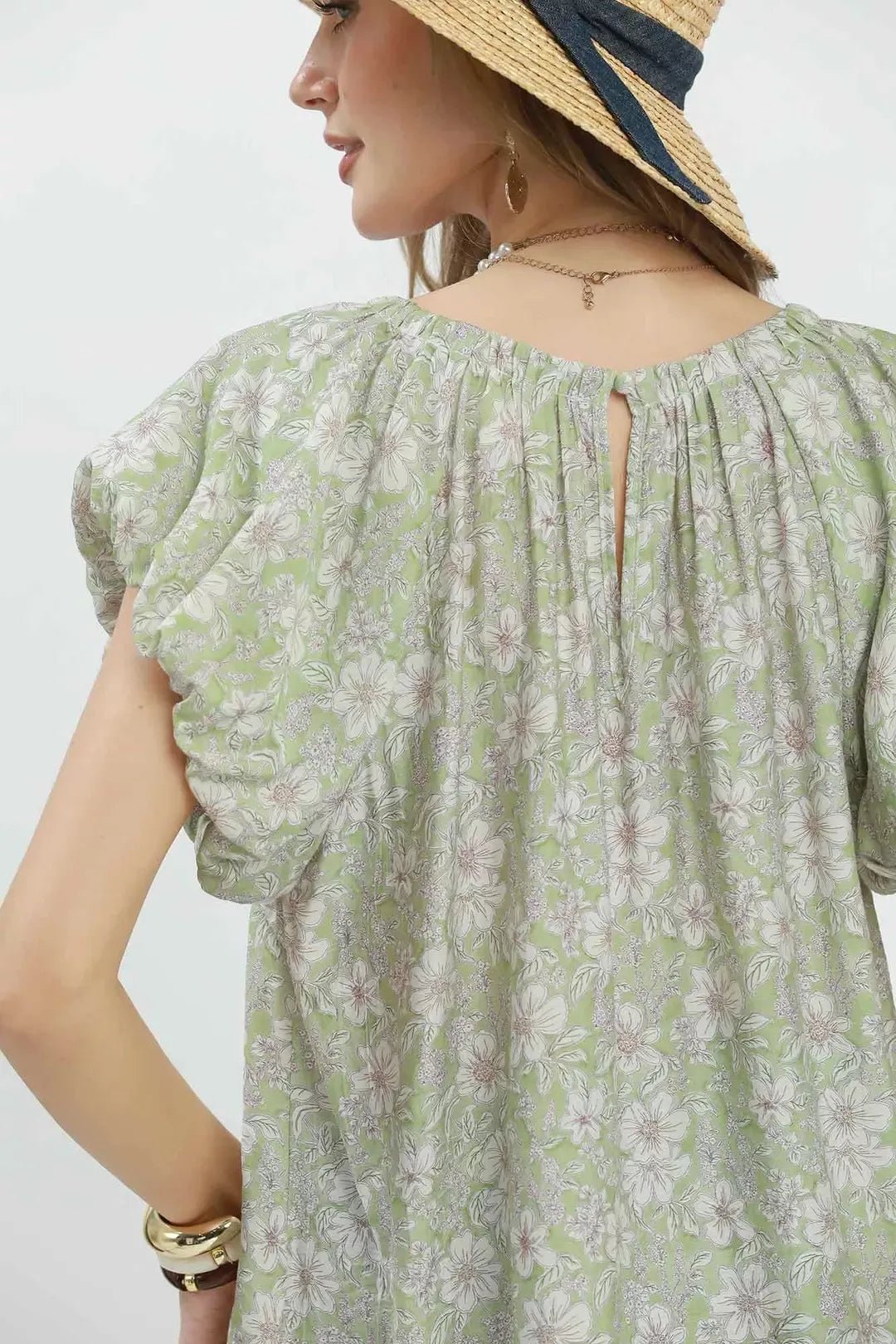Umgee Floral Puff Sleeve Blouse - Bitsy Gypsy Boutique
