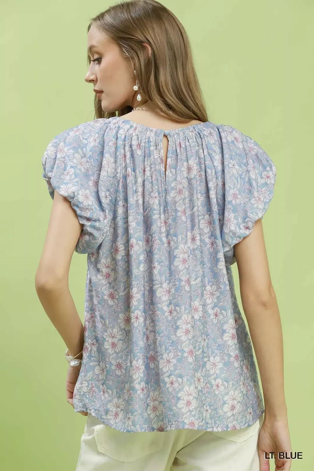 Umgee Floral Puff Sleeve Blouse - Bitsy Gypsy Boutique