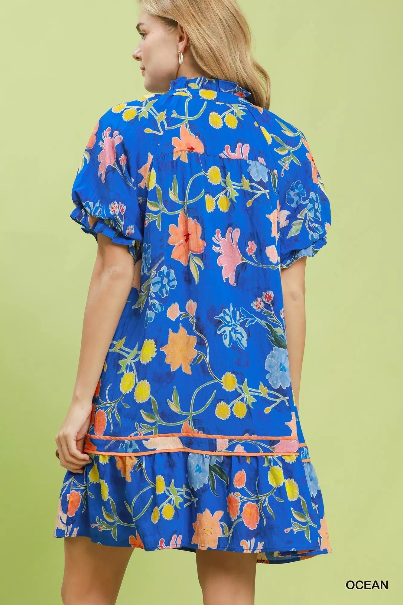 Umgee Floral Ruffle Hem Mini Dress - Bitsy Gypsy Boutique