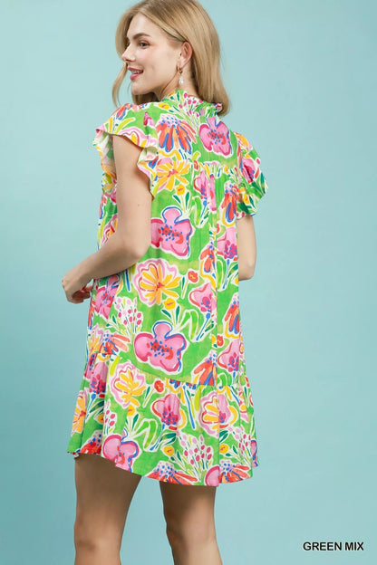 Umgee Floral Ruffle Mini Dress - Bitsy Gypsy Boutique