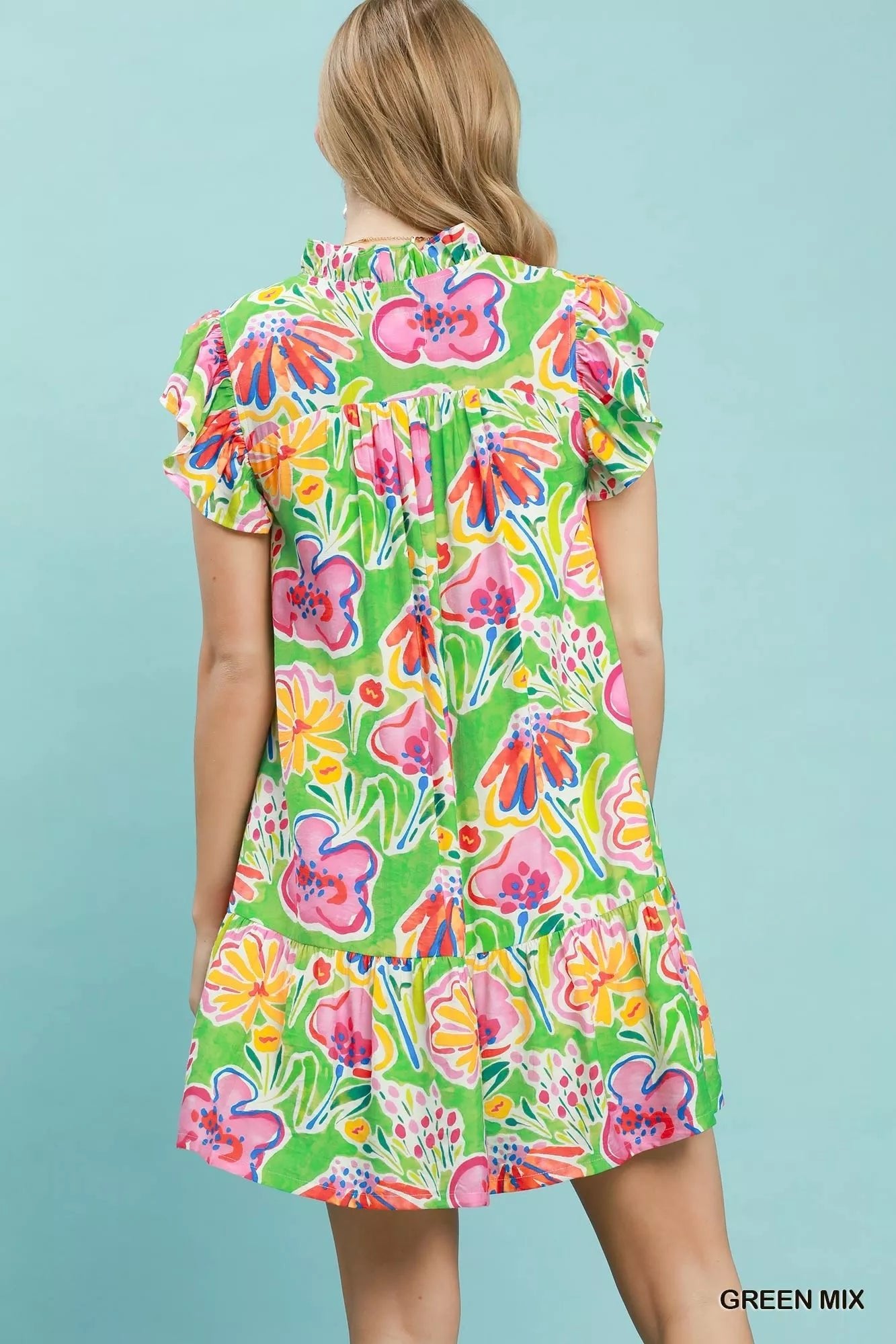 Umgee Floral Ruffle Mini Dress - Bitsy Gypsy Boutique