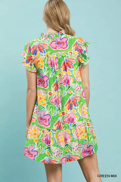 Umgee Floral Ruffle Mini Dress - Bitsy Gypsy Boutique