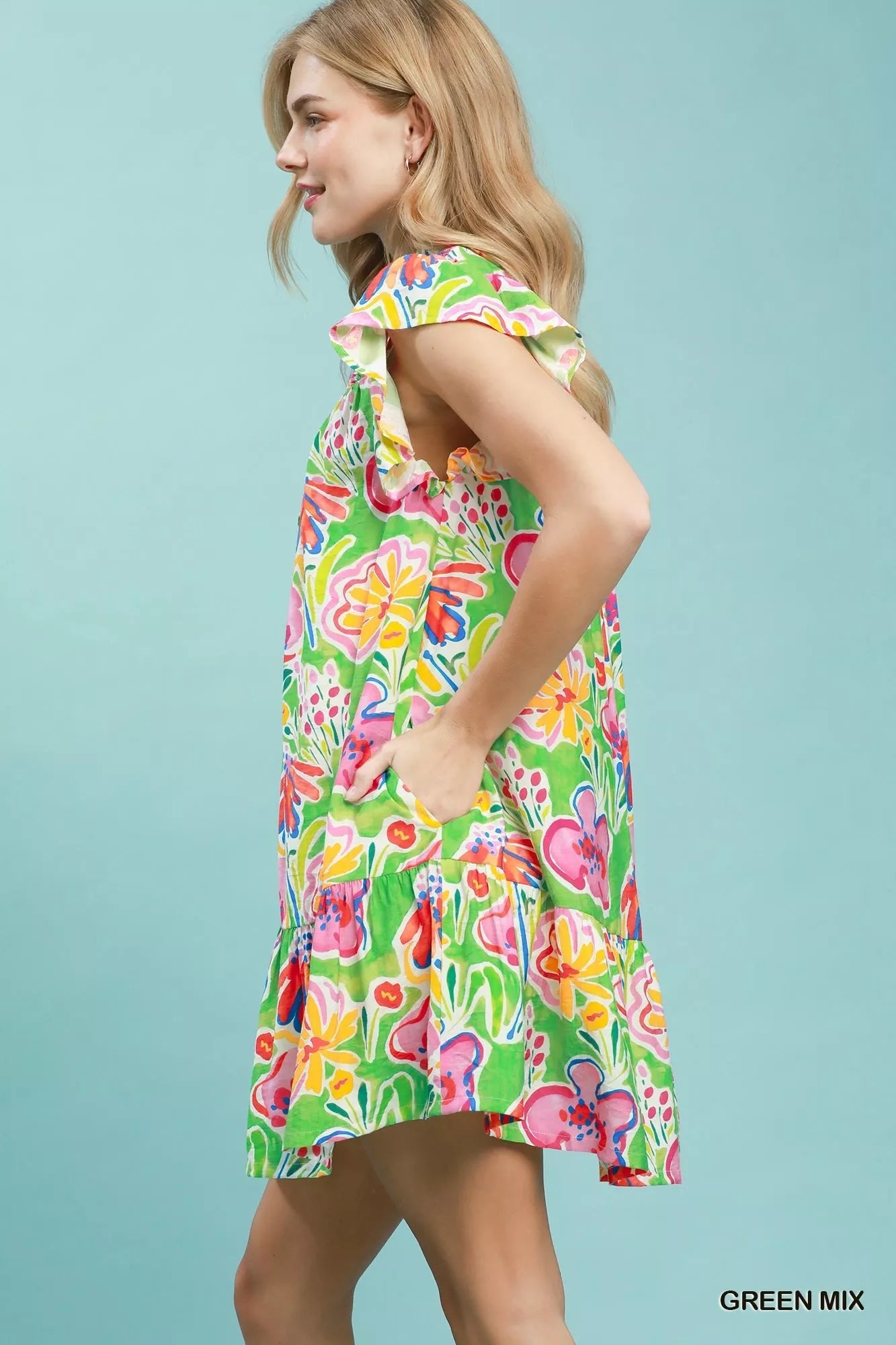 Umgee Floral Ruffle Mini Dress - Bitsy Gypsy Boutique