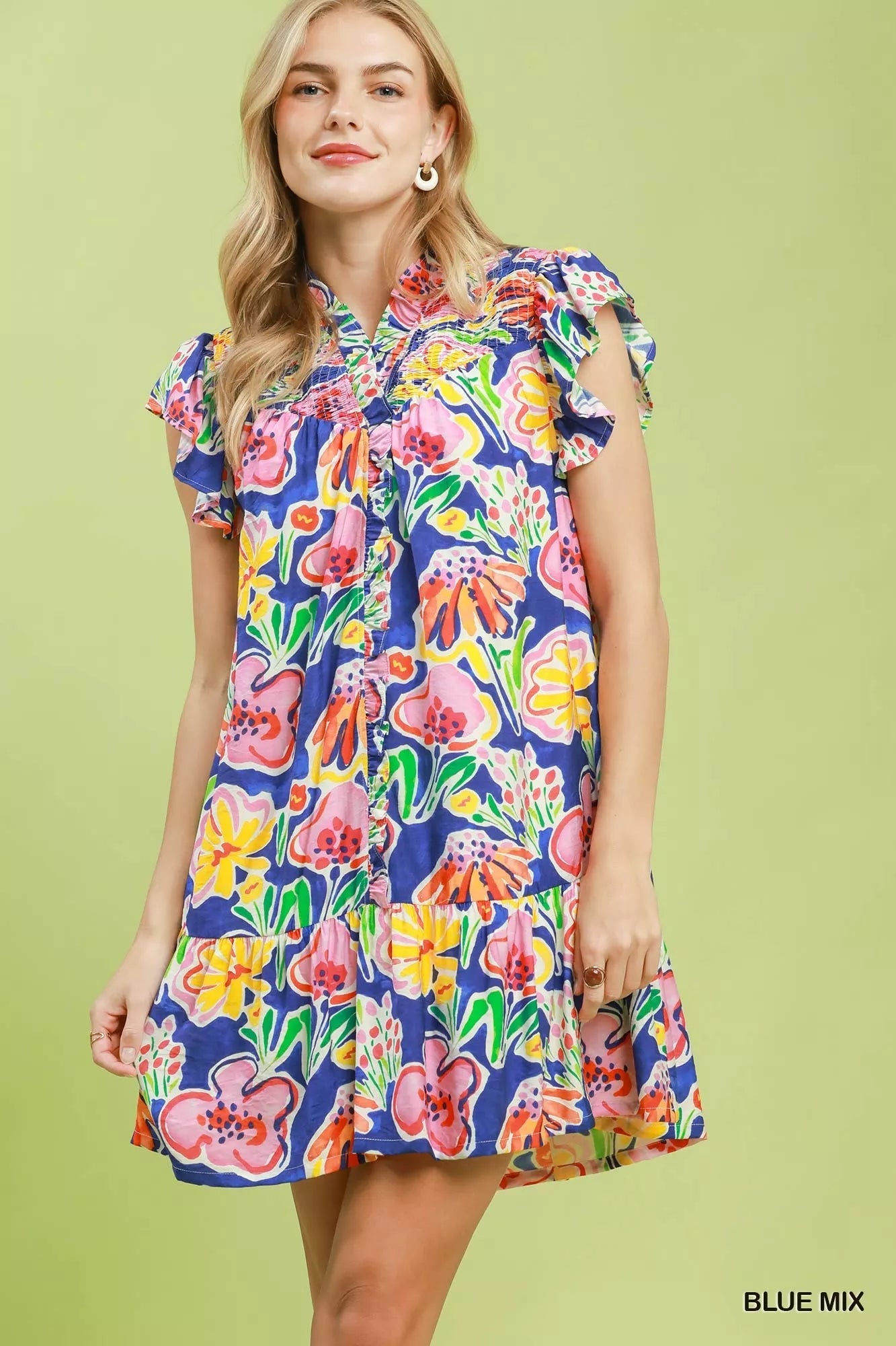Umgee Floral Ruffle Mini Dress - Bitsy Gypsy Boutique