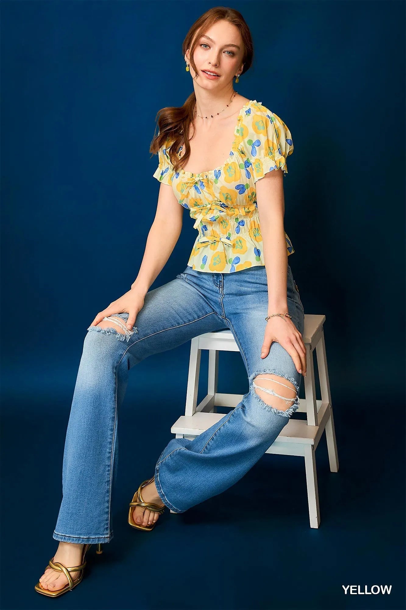 Umgee Floral Smocked Peplum Blouse - Bitsy Gypsy Boutique