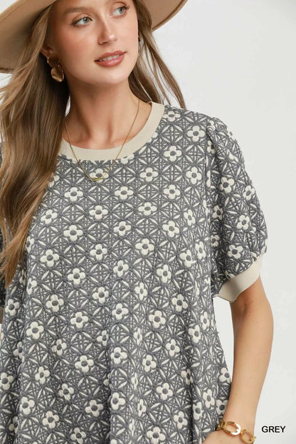 Umgee Floral Textured Puff Sleeve Mini Dress - Bitsy Gypsy Boutique