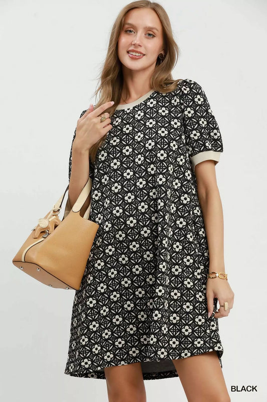Umgee Floral Textured Puff Sleeve Mini Dress - Bitsy Gypsy Boutique