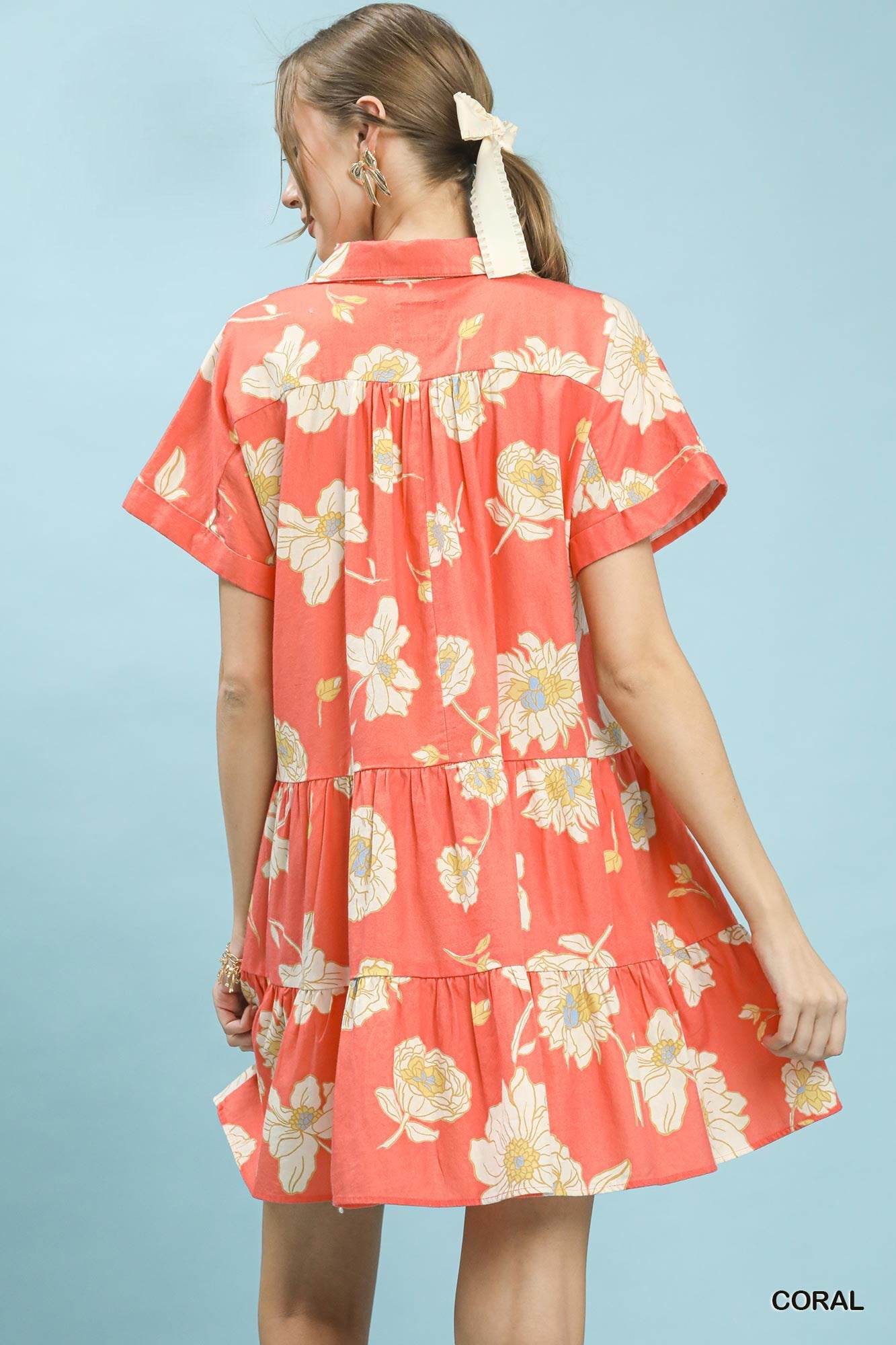 Umgee Floral Tiered Collared Babydoll Dress - Bitsy Gypsy Boutique