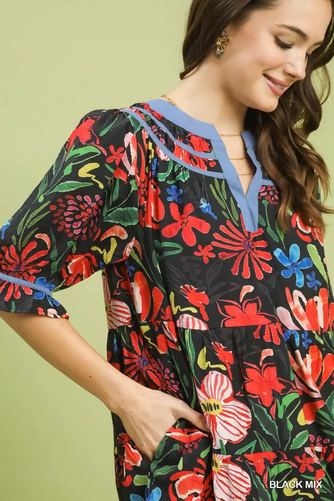Umgee Floral Tiered Puff Sleeve Dress - Bitsy Gypsy Boutique