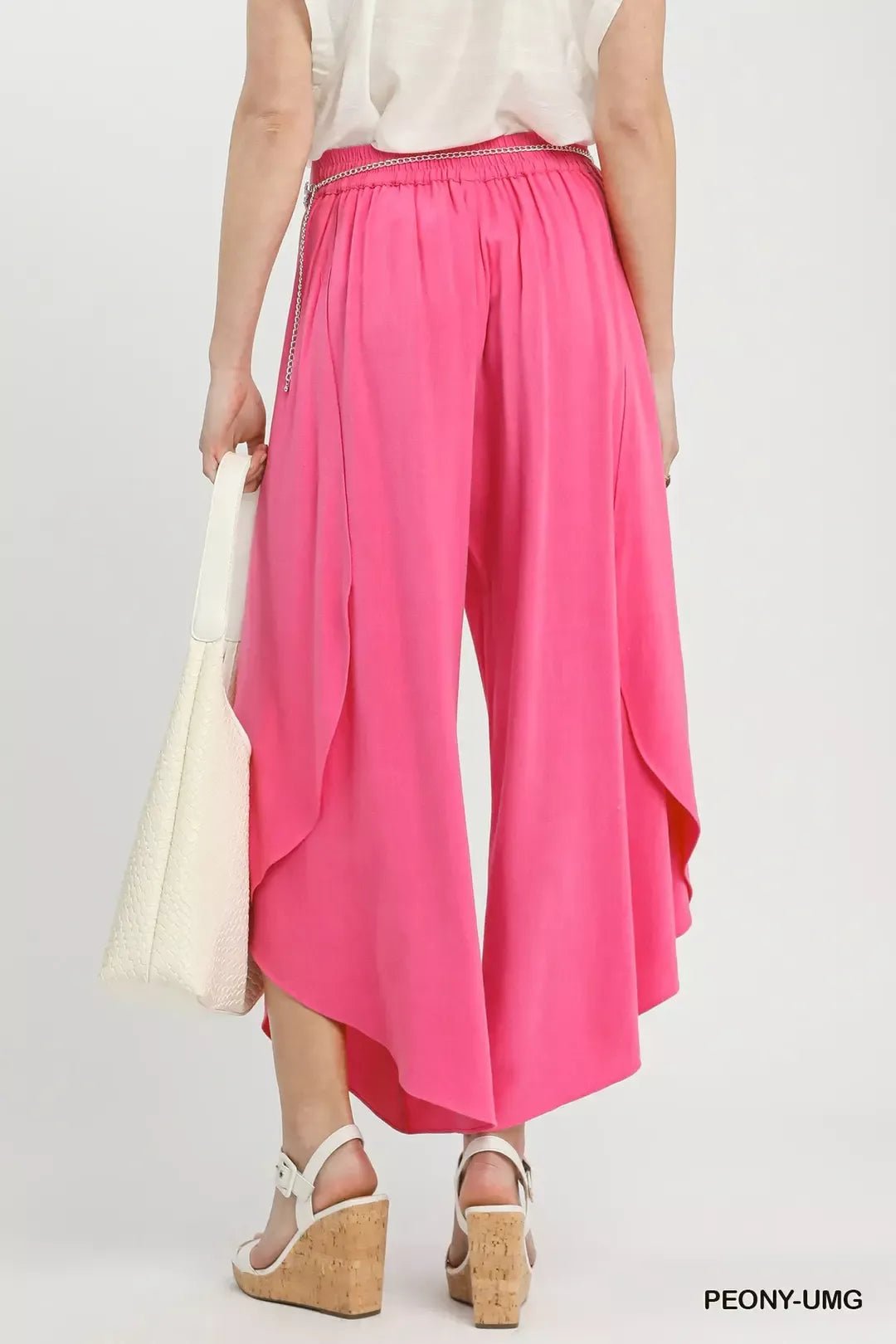Umgee Flowy Asymmetrical Hem Wide Leg Pants - Bitsy Gypsy Boutique