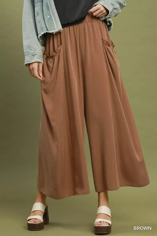 Umgee Flowy Wide Leg Pocket Pants - Bitsy Gypsy Boutique