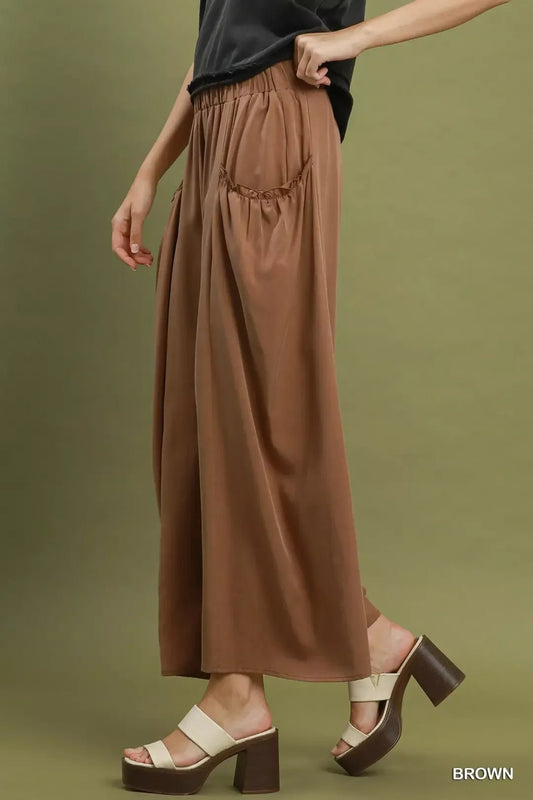 Umgee Flowy Wide Leg Pocket Pants - Bitsy Gypsy Boutique