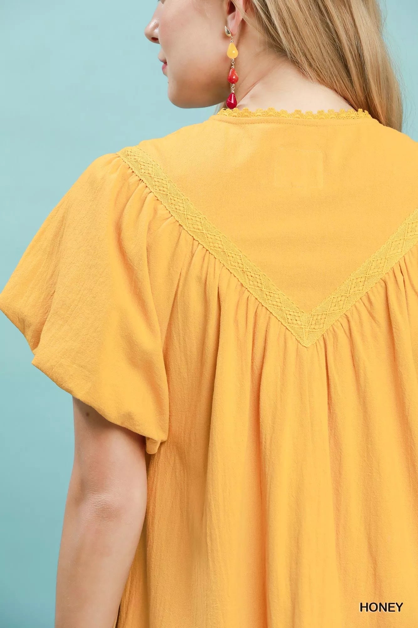 Umgee Flutter Sleeve Tassel Tie Ruffle Hem Mini Dress - Bitsy Gypsy Boutique