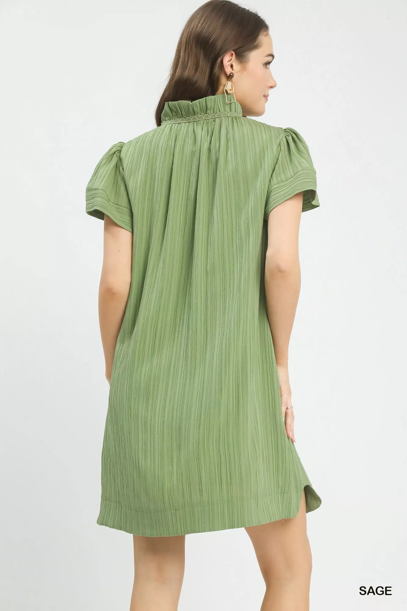Umgee Flutter Sleeve V - Neck Shift Dress - Bitsy Gypsy Boutique