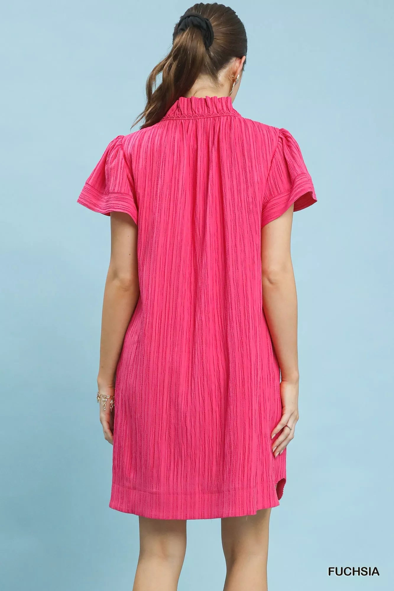 Umgee Flutter Sleeve V - Neck Shift Dress - Bitsy Gypsy Boutique