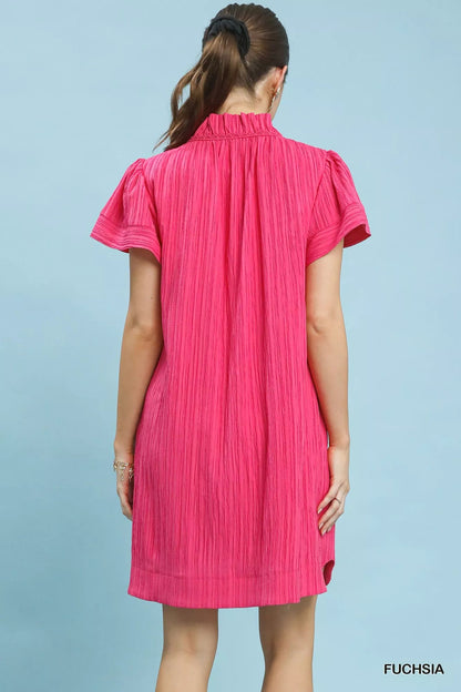 Umgee Flutter Sleeve V - Neck Shift Dress - Bitsy Gypsy Boutique