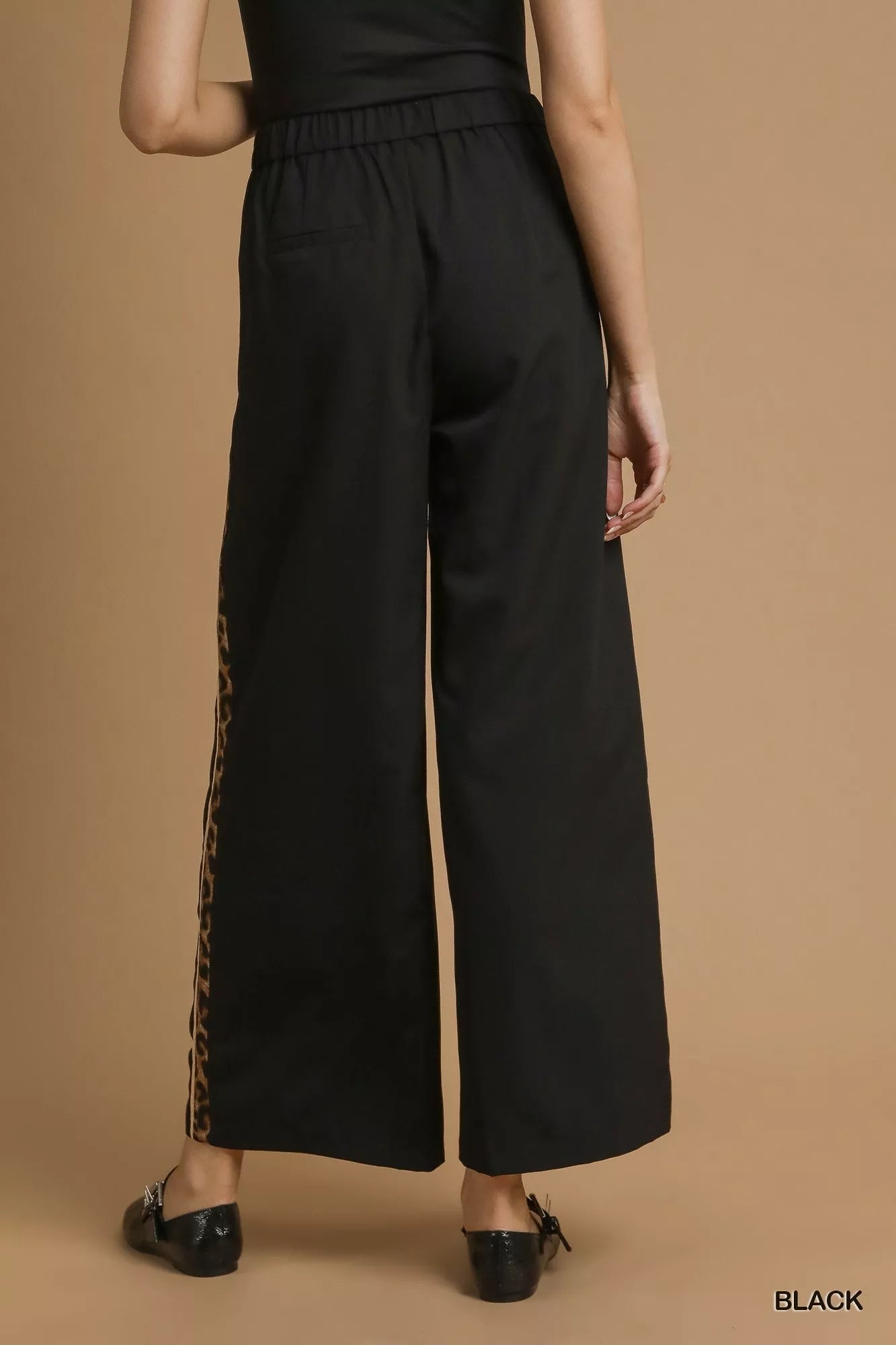Umgee Front Pleated Wide - Leg Pants with Contrast Trim - Bitsy Gypsy Boutique