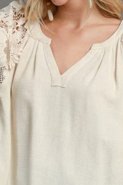 Umgee Full Size French Terry Boxy Cut Top with 3D Floral Sleeve - Bitsy Gypsy Boutique