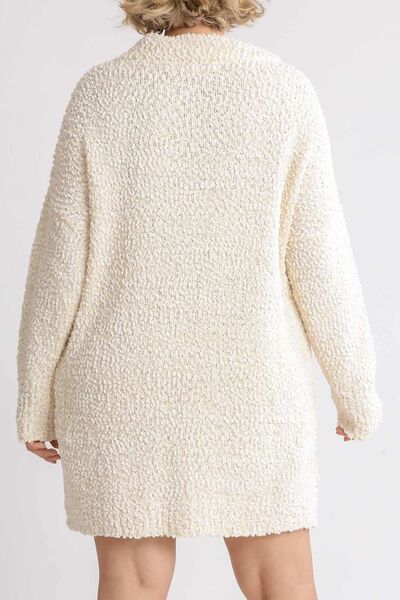 Umgee Full Size High Low Long Sleeve Boucle Sweater Dress Plus Size - Bitsy Gypsy Boutique