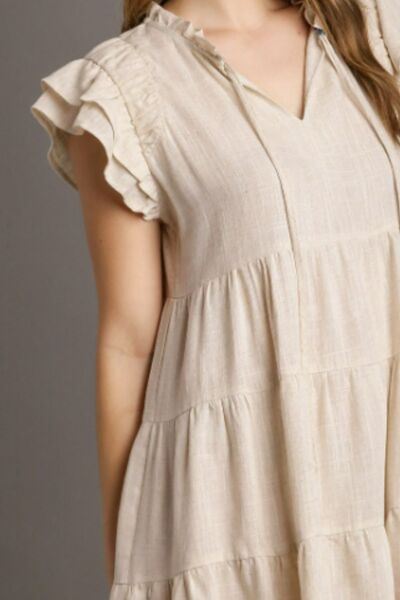 Umgee Full Size Linen A - line Tiered Mini Dress Plus Size - Bitsy Gypsy Boutique