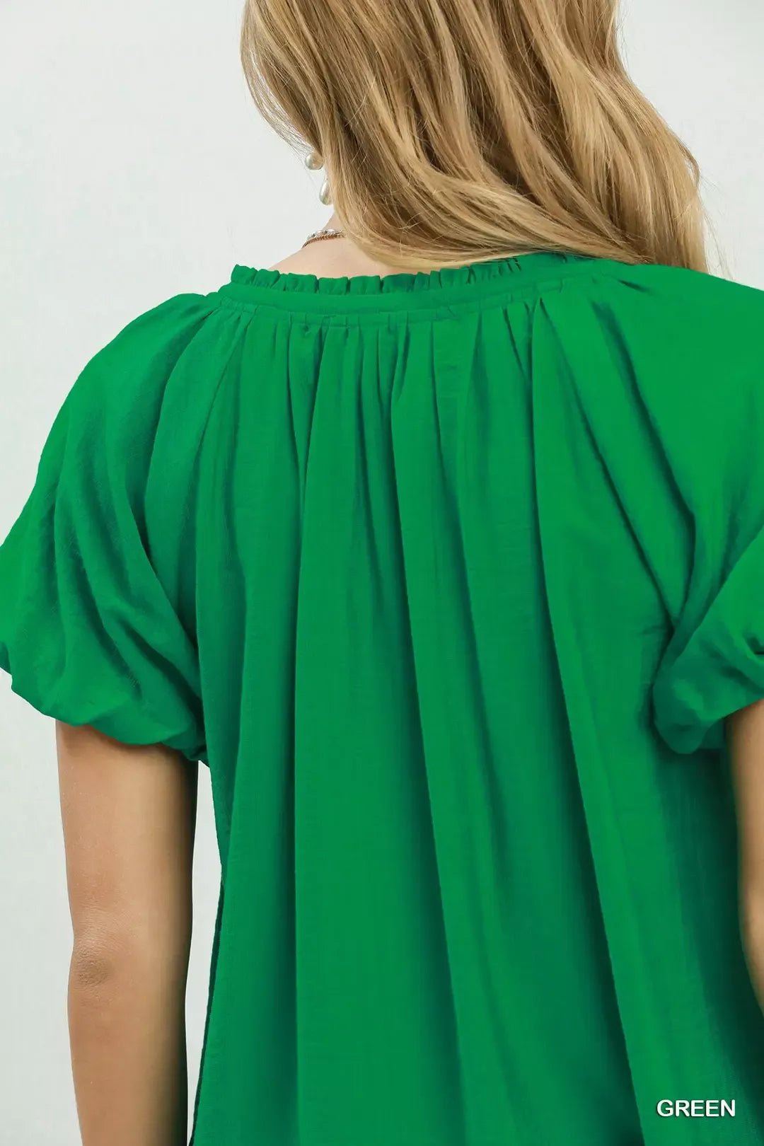 Umgee Gathered V - Neck Top - Bitsy Gypsy Boutique