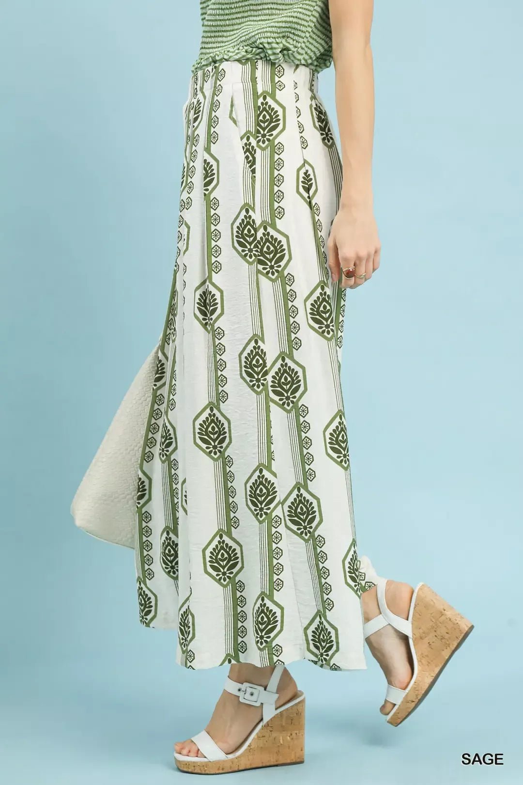 Umgee Geometric Boho Print Wide Leg Pants - Bitsy Gypsy Boutique