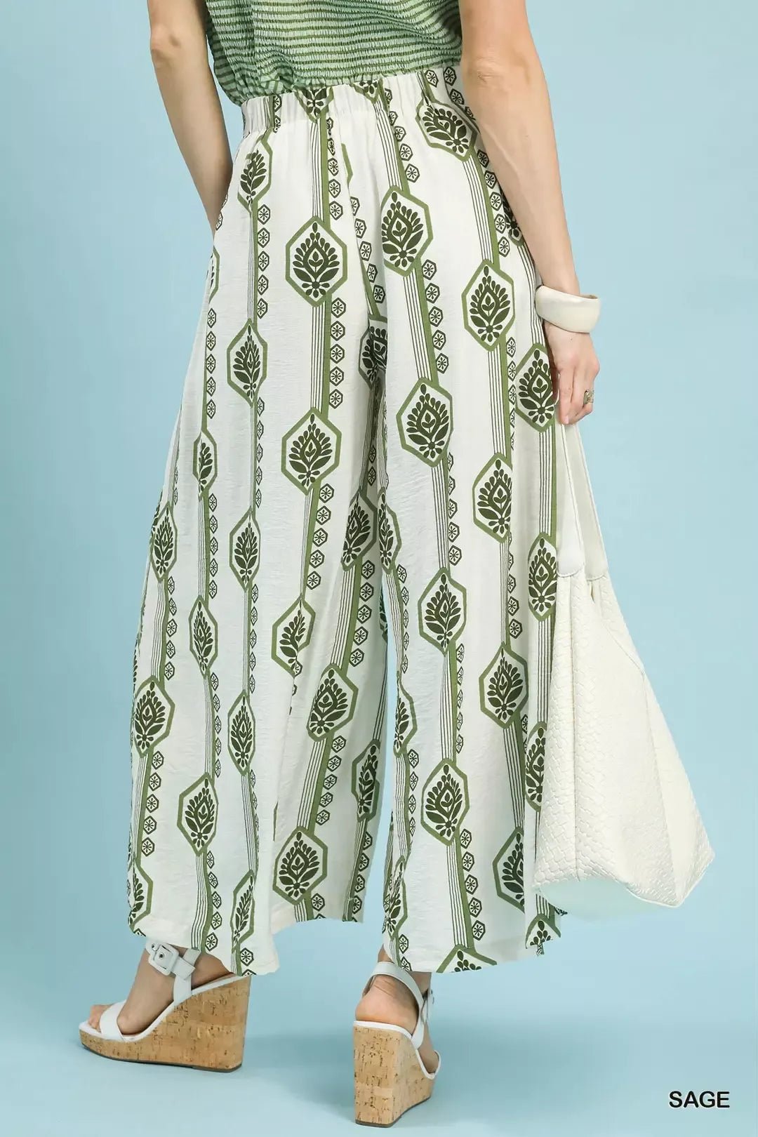 Umgee Geometric Boho Print Wide Leg Pants - Bitsy Gypsy Boutique