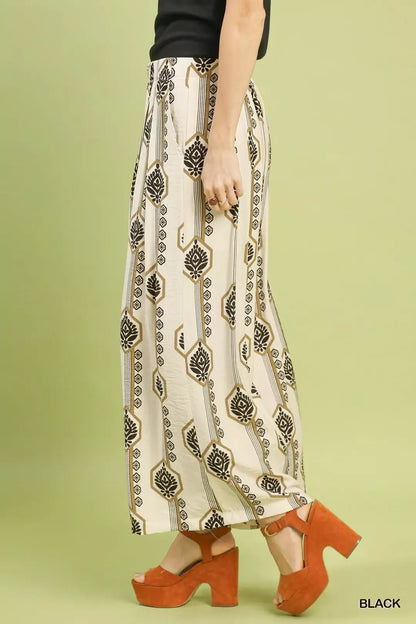 Umgee Geometric Boho Print Wide Leg Pants - Bitsy Gypsy Boutique