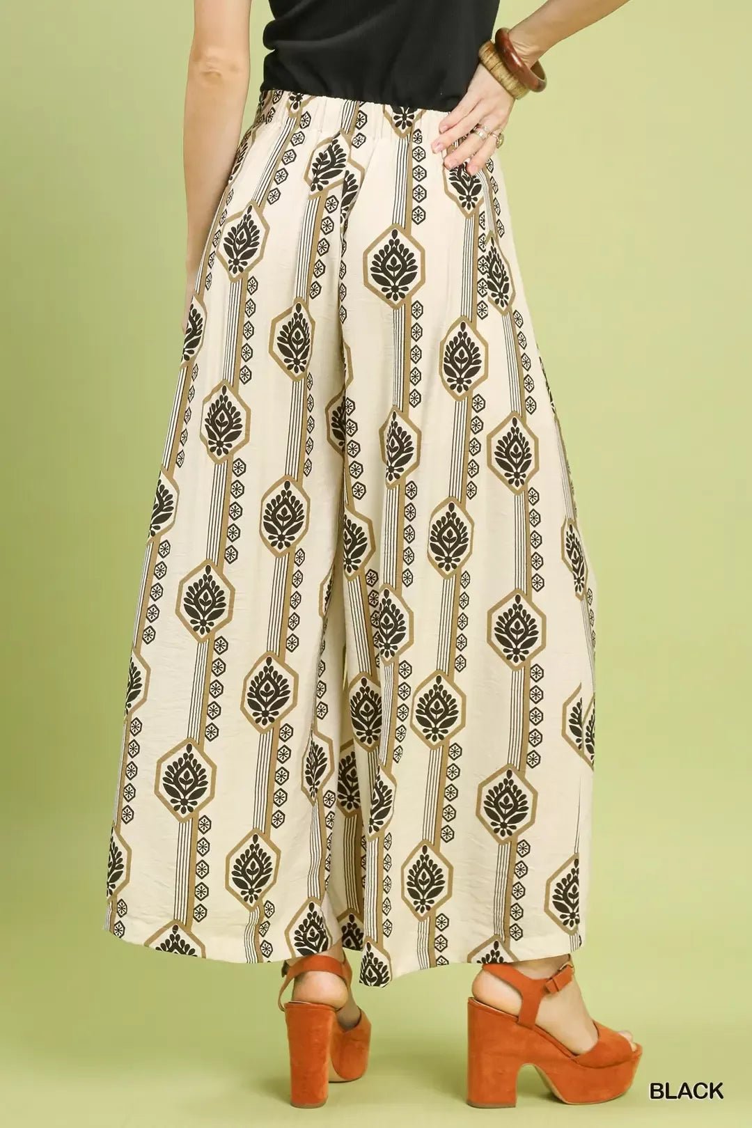 Umgee Geometric Boho Print Wide Leg Pants - Bitsy Gypsy Boutique