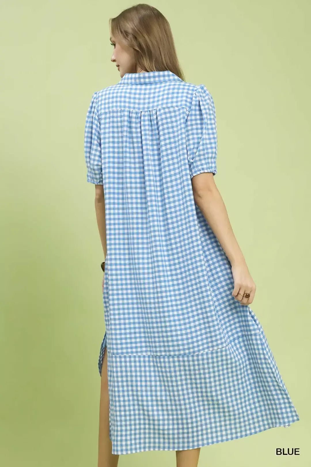 Umgee Gingham Midi Dress with Side Pockets - Bitsy Gypsy Boutique