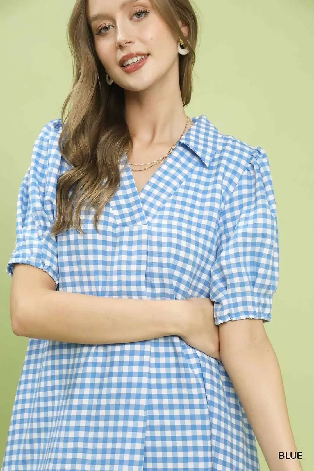 Umgee Gingham Midi Dress with Side Pockets - Bitsy Gypsy Boutique