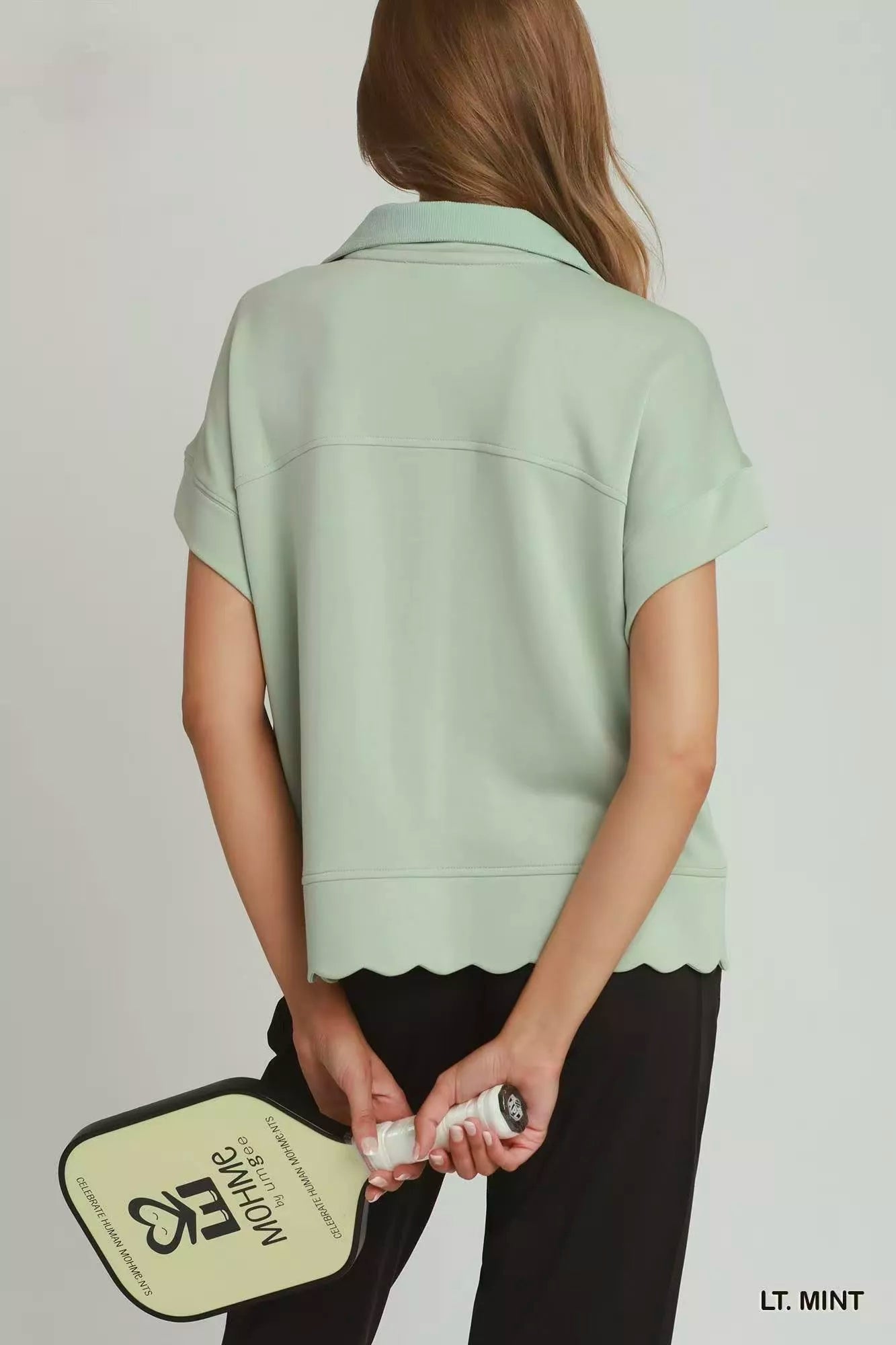 Umgee Half Zip Pullover with Scalloped Edge Hem - Bitsy Gypsy Boutique