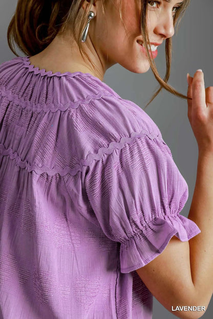 Umgee Heart Pattern Short Sleeve Ruffle Babydoll Dress - Bitsy Gypsy Boutique